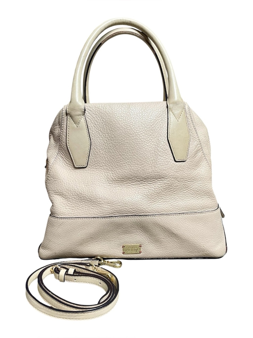 Frances Valentine Leather Satchel Handbag in Cream